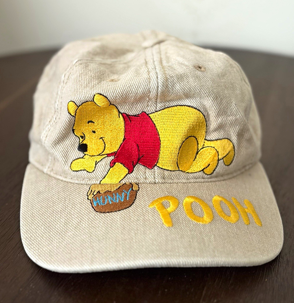 Vintage VTG 90s Disney Winnie The Pooh Hat Cap Goofys Hat Co Beige Embroidered