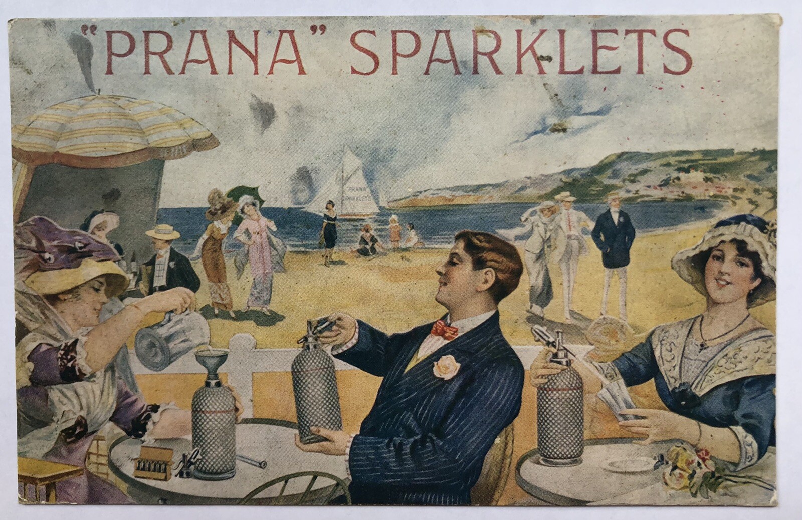 Prana Sparklets Homemade Soda Beach Women Advertising Postcard S5