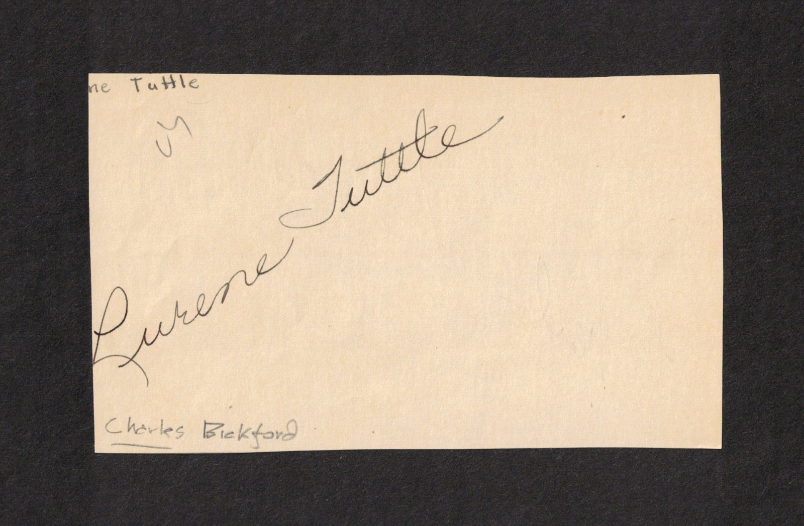 Lurene Tuttle & Charles Bickford Original Dual-Signed Autograph Cut Signature