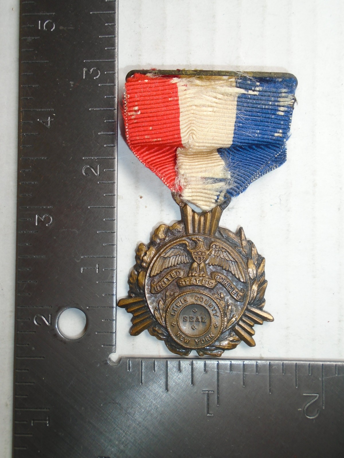 Rare WWI Lewis County NY Patriotic Service Medal 1917-1919 United States Forces