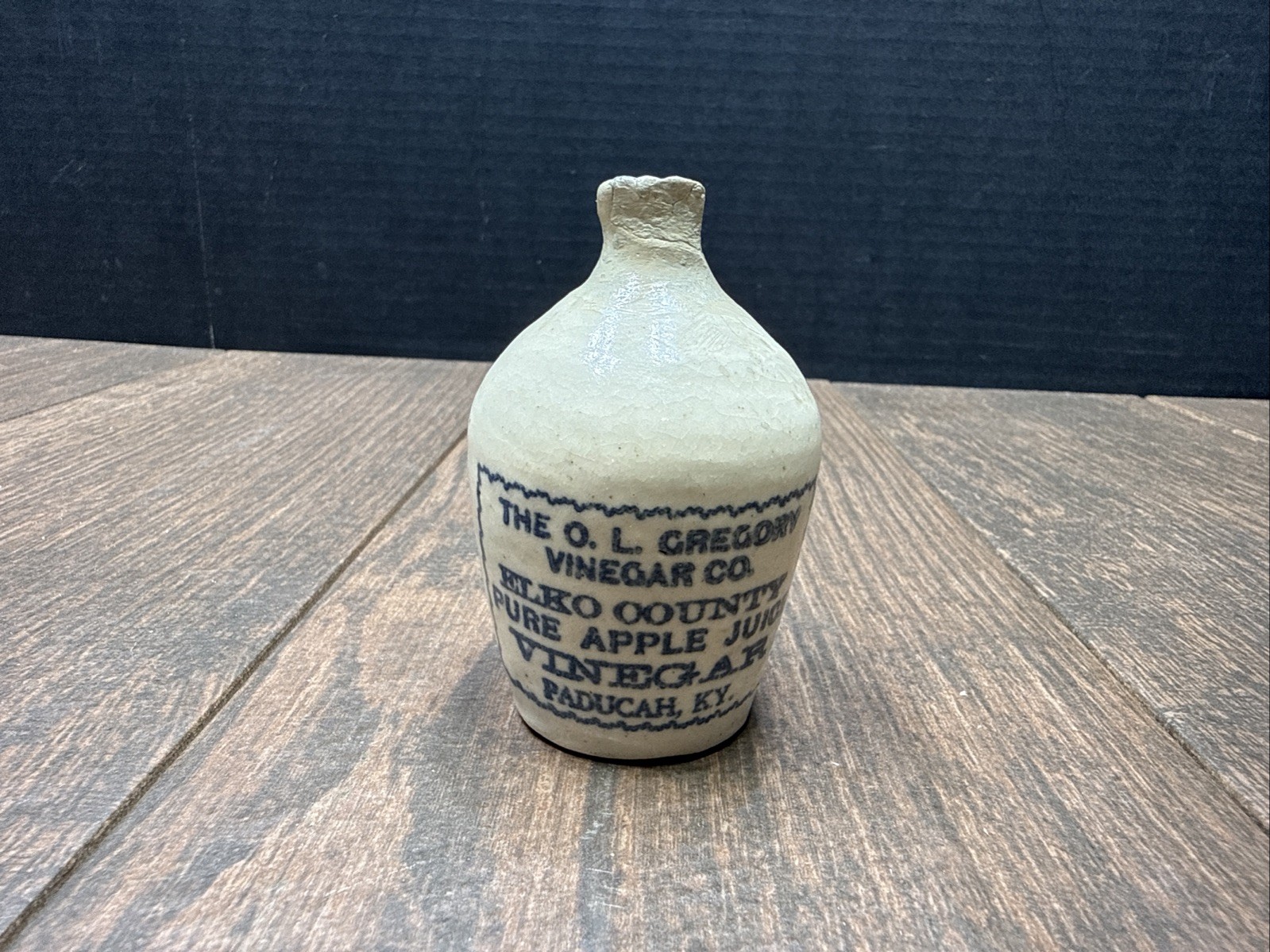 Antique Miniature Stoneware Crock Jug The O.L. Gregory Vinegar Co PADUCAH KY