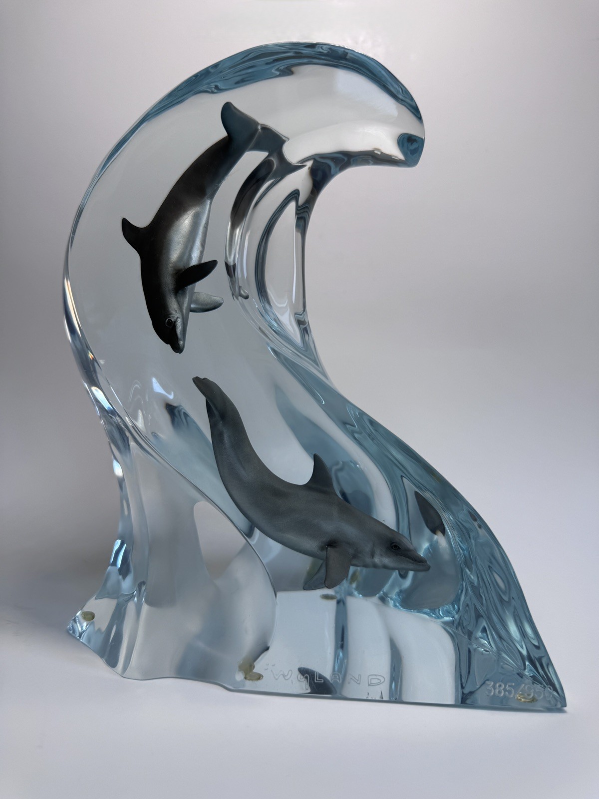 Robert Wyland Signed Limited Edition Lucite Dolphin Sculpture Robert Wyland Signed Limited Edition Lucite Dolphin Sculpture