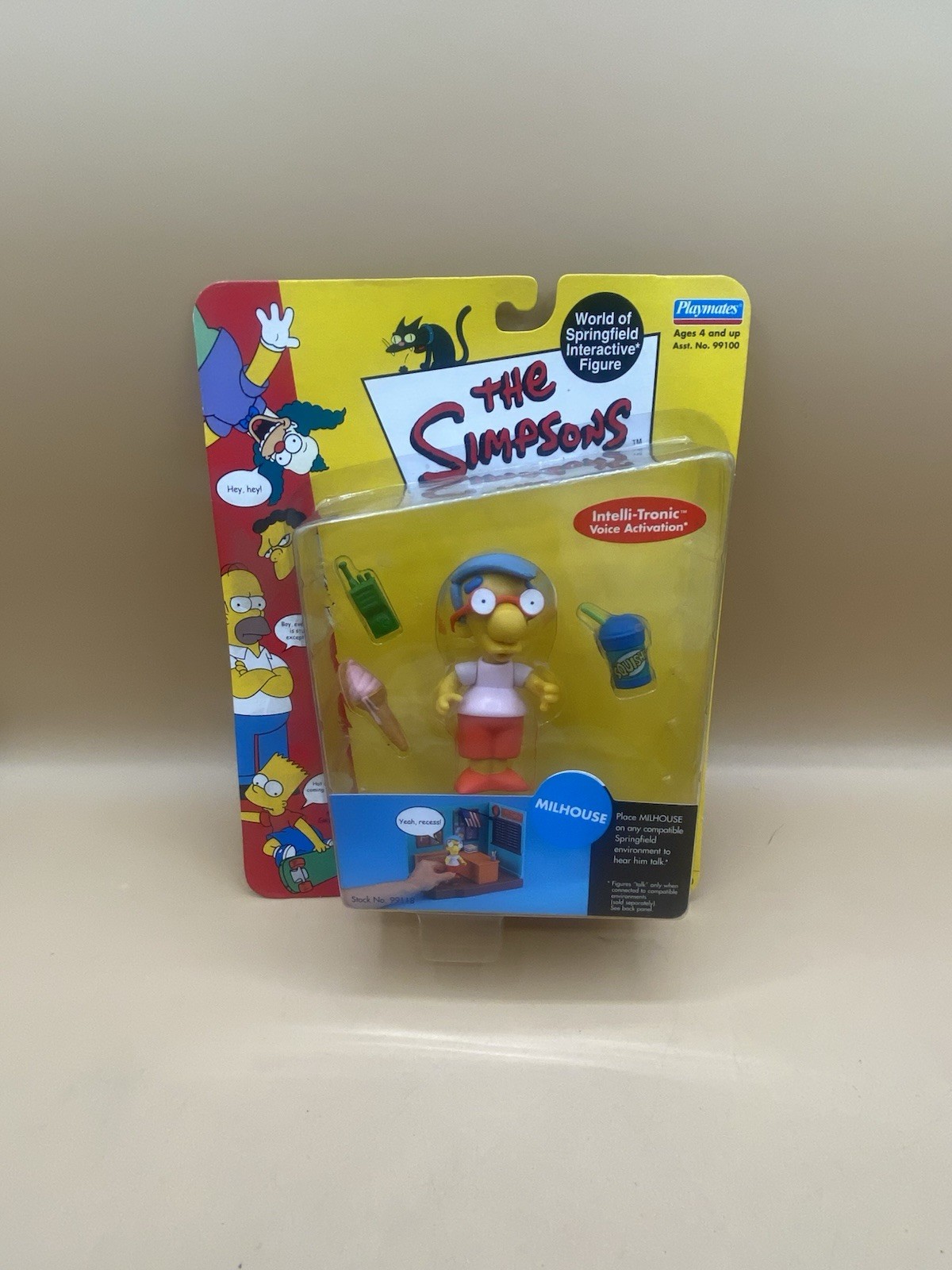 VTG 2000 The Simpsons Milhouse Figure, World of Springfield, Playmates,NIP