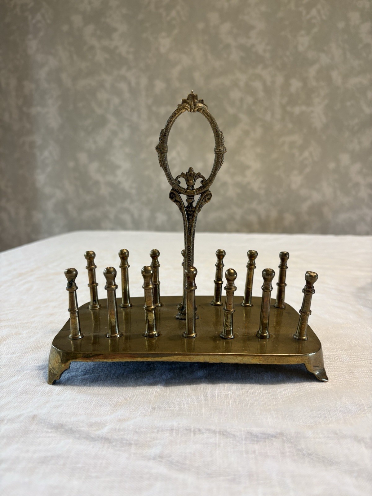 Vtg Solid Brass Letter Holder Ornate Decor Patina