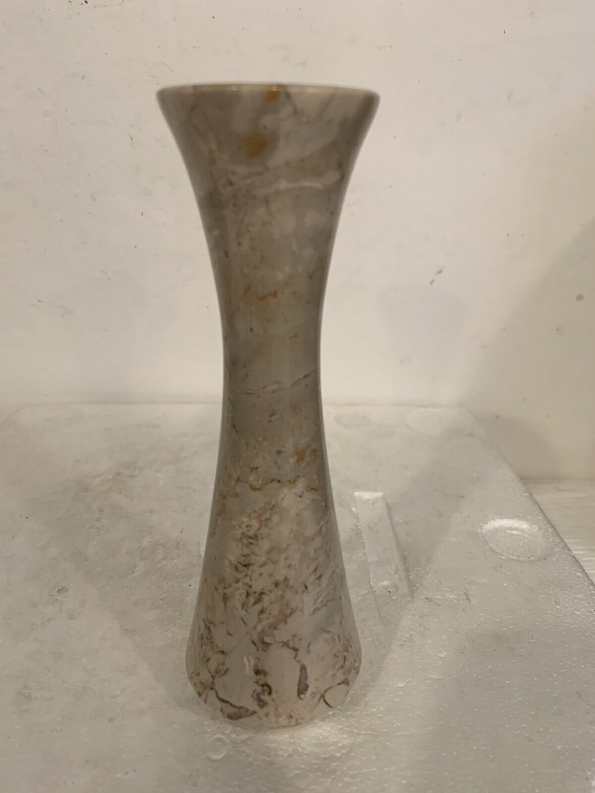 Vintage Marble Vase 7” Tall Tan Stem Vase Beautiful Marble RARE See All Photos