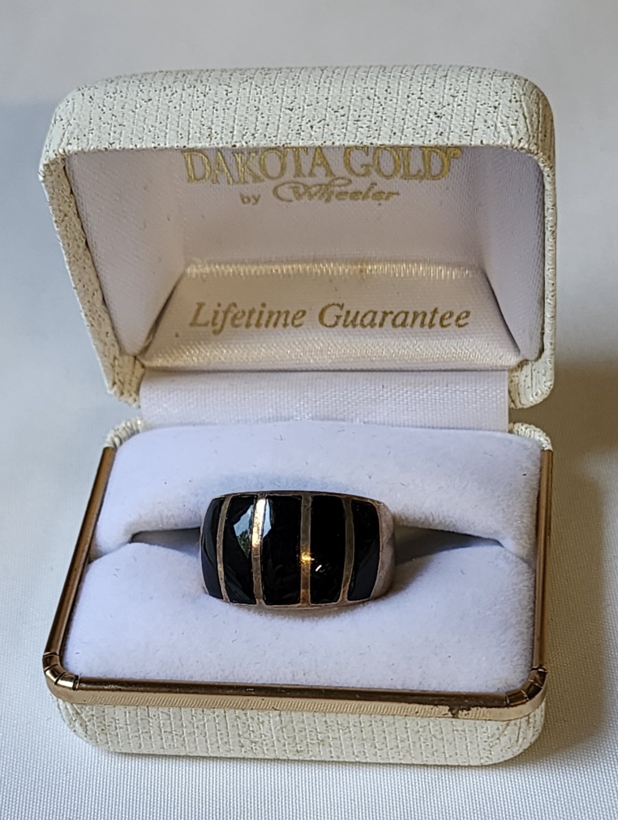 VTG Native American Navajo Mary Dayea MD Sterling 925 Black Onyx Inlay Ring 7.5