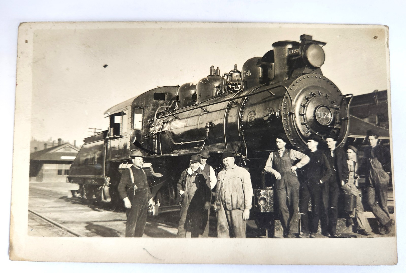 RPPC Southern Pacific Railroad Locomotive 1174 Roseburg Oregon Depot Early 1900s RPPC Southern Pacific Railroad Locomotive 1174 Roseburg Oregon Depot Early 1900s