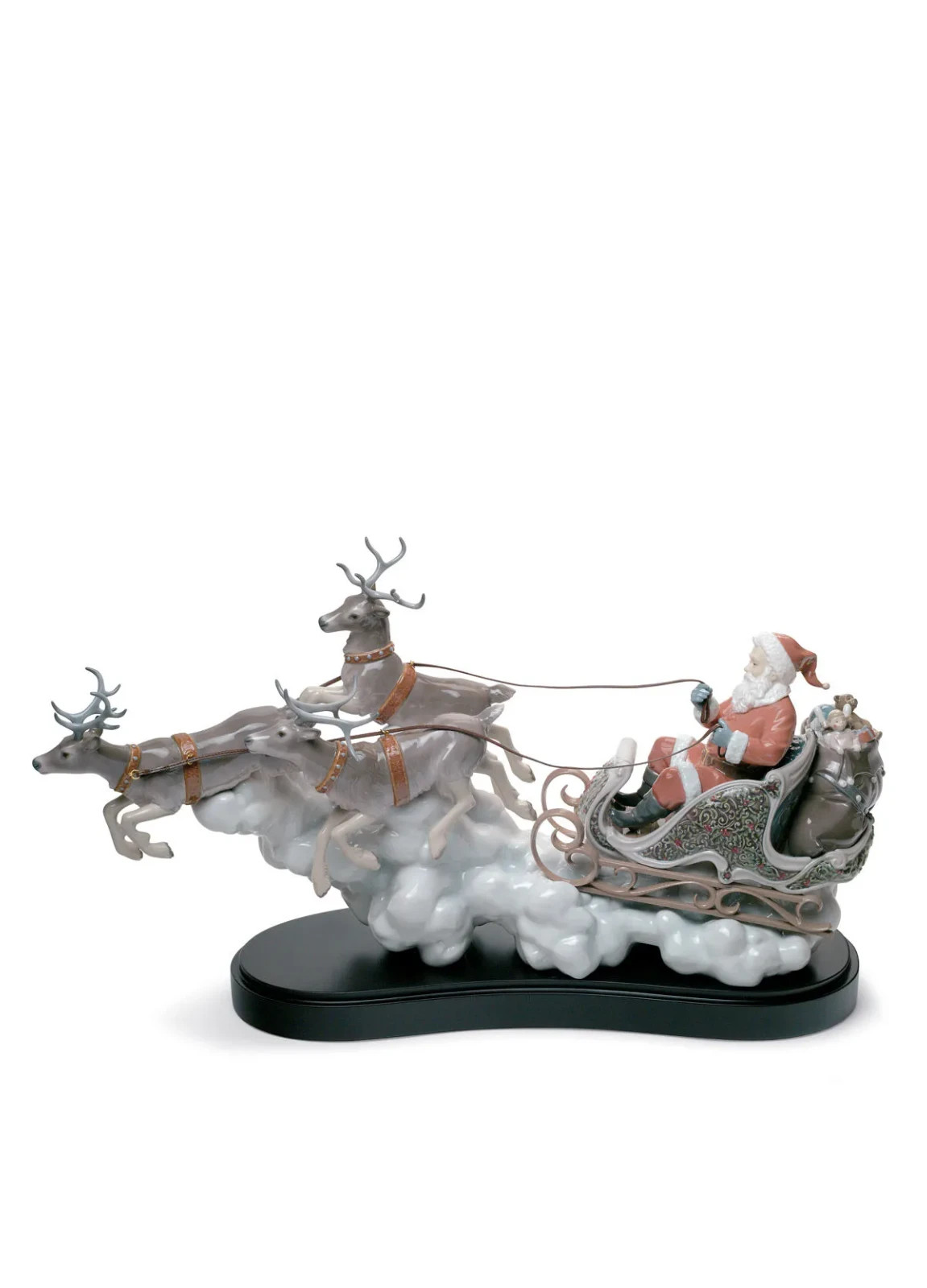 Lladro Santa's Midnight Ride Sleigh Figurine Reindeer Limited 01001938