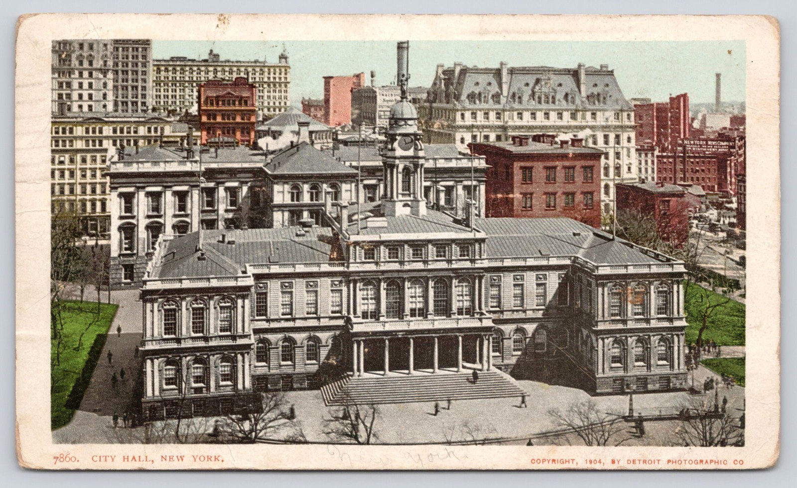 City Hall Manhattan New York City NYC NY Postcard 1907 UDB Undivided Back City Hall Manhattan New York City NYC NY Postcard 1907 UDB Undivided Back