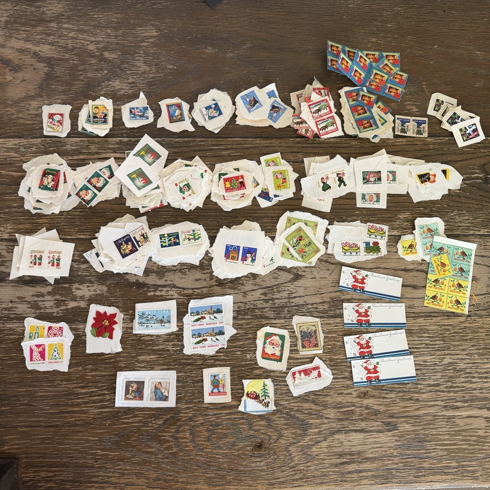Hundreds Of Vintage Christmas Seal Stamps 1930s-1970s Mostly Used Ephemera Lot