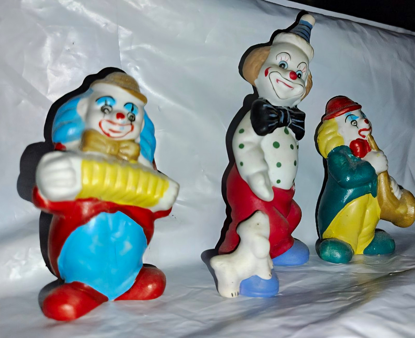 Set Of 3 Vintage Hand Painted Ceramic Clowns