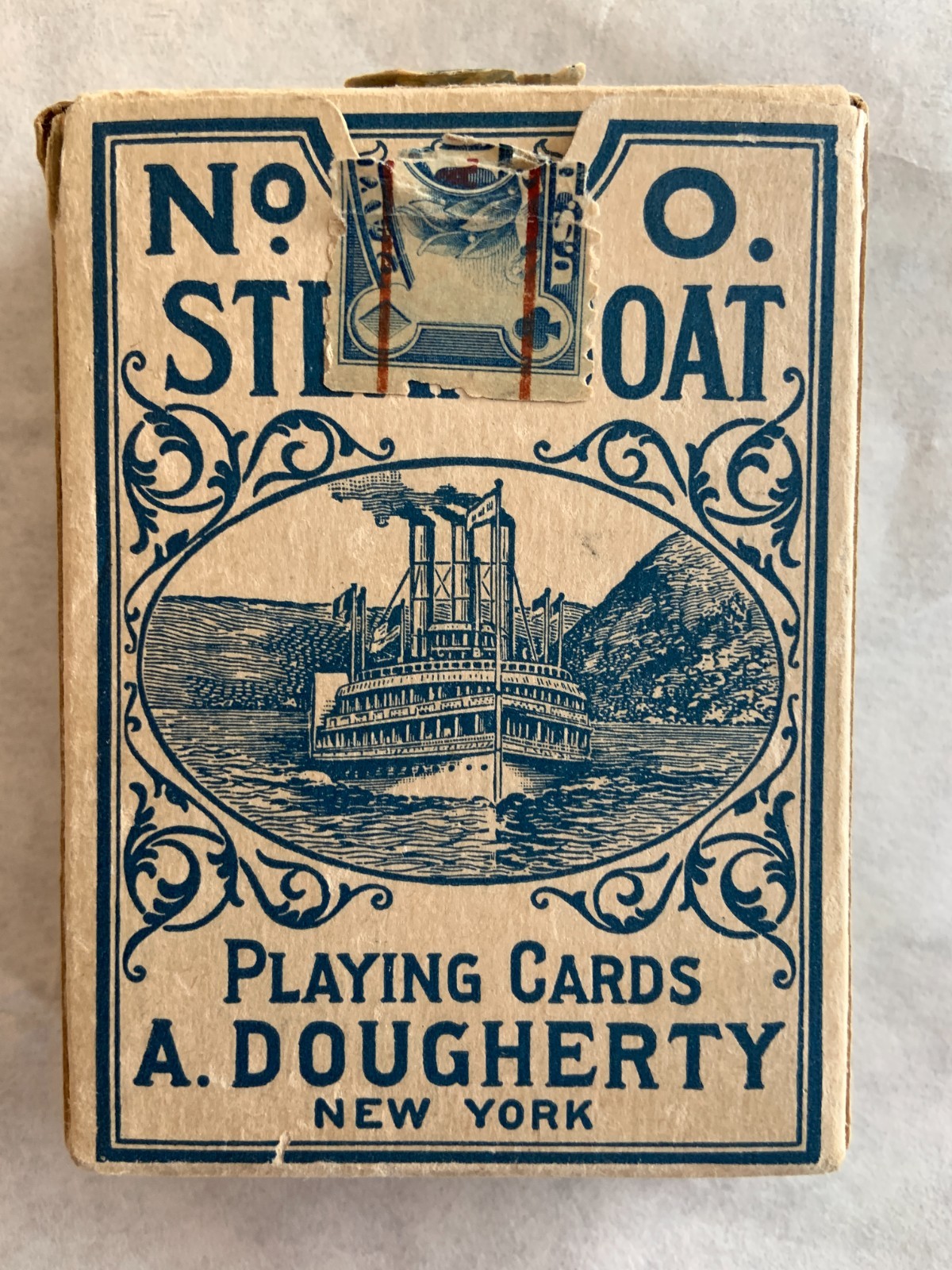 Antique A. Dougherty NY Steamboat No. 0 Playing Cards No Joker. W/ Ad insert Antique A. Dougherty NY Steamboat No. 0 Playing Cards No Joker. W/ Ad insert