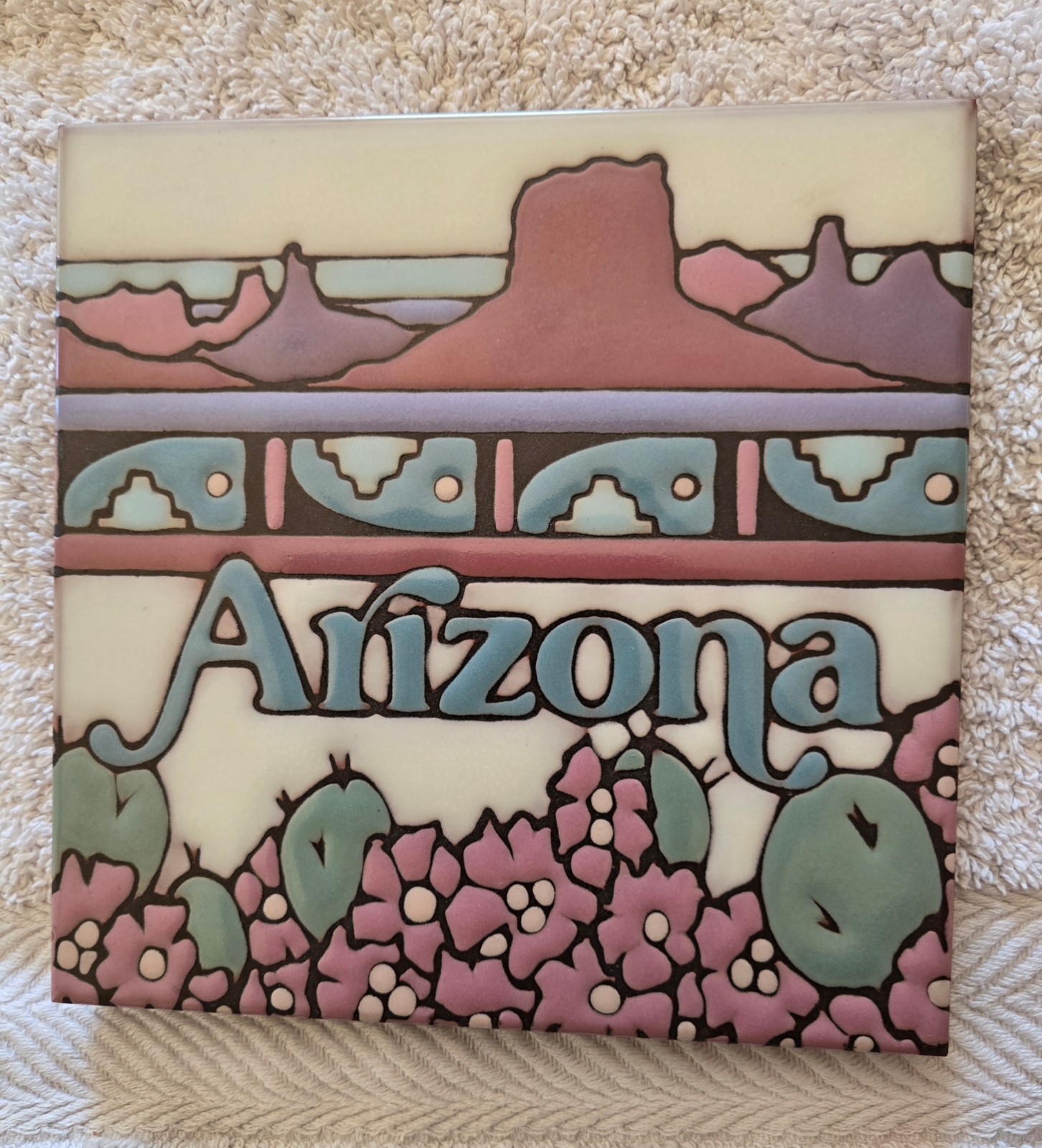 VTG Masterworks Handcrafted Art Tiles~Ceramic Trivet~Southwestern Arizona Desert