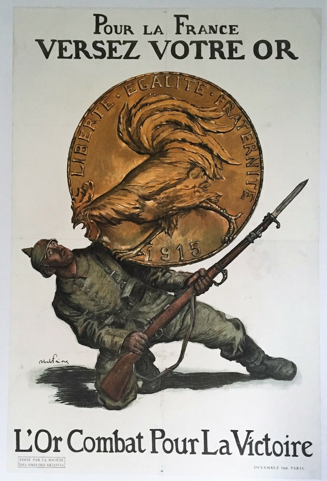 1915 Original French First World War Bond Drive Poster - Abel Faivre