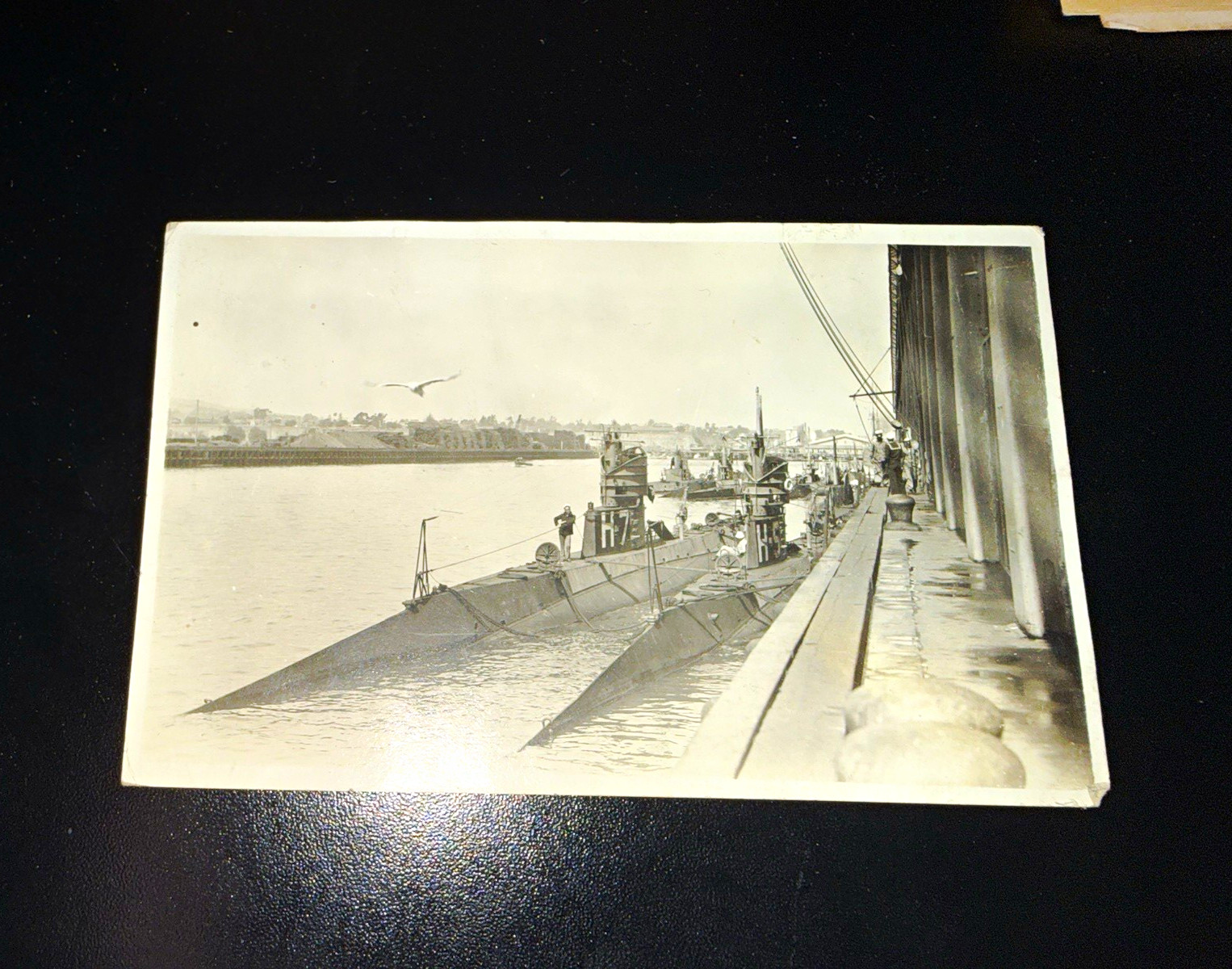 Vintage USS H-7 Submarine San Pedro California Postcard Navy Base 4 Delta AZO RP