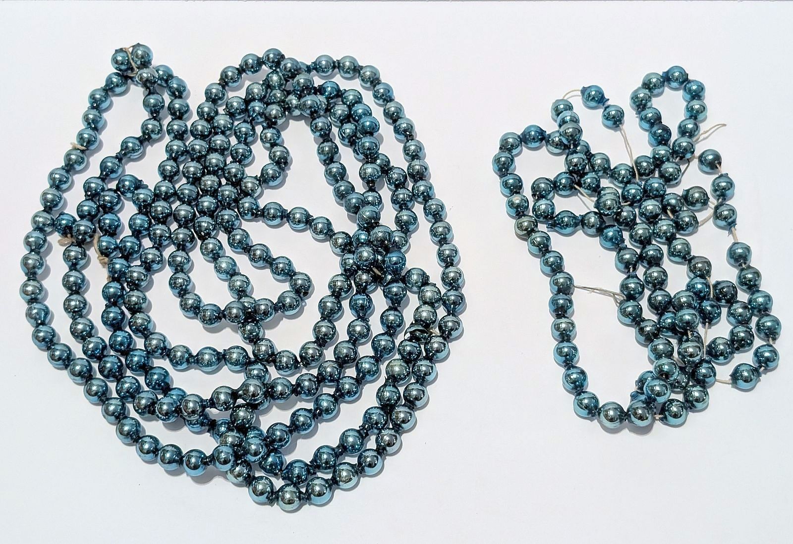 Lot of 2 VTG BLUE Mercury Glass Bead Christmas Tree Garlands Germany 167