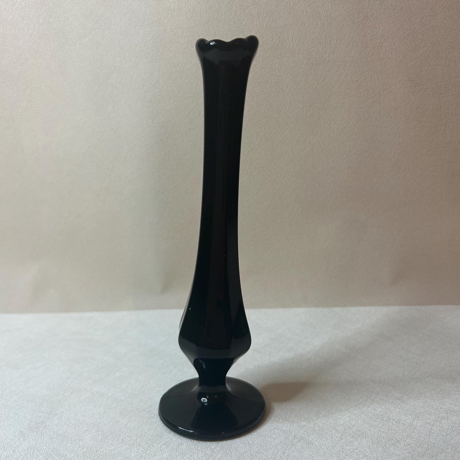Vintage Fenton Black Amethyst Glass Swung Bud Vase Honeycomb