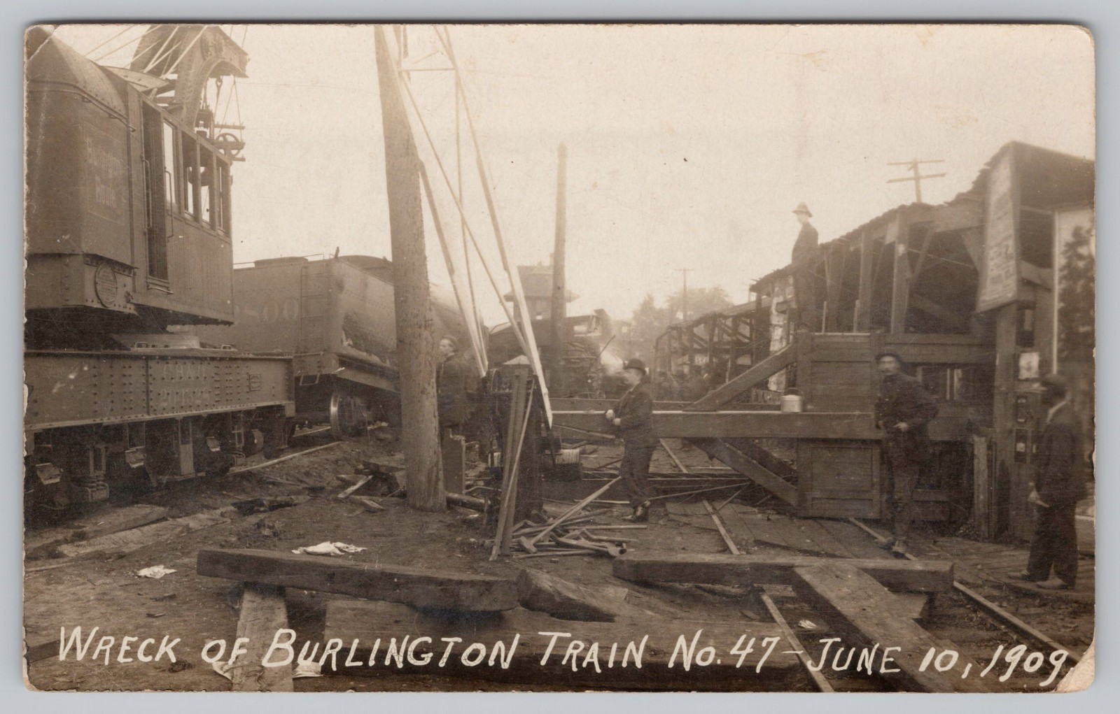 RPPC Wreck of Burlington Train No. 47 June 10 1909 CB&Q Railroad Illinois RPPC Wreck of Burlington Train No. 47 June 10 1909 CB&Q Railroad Illinois