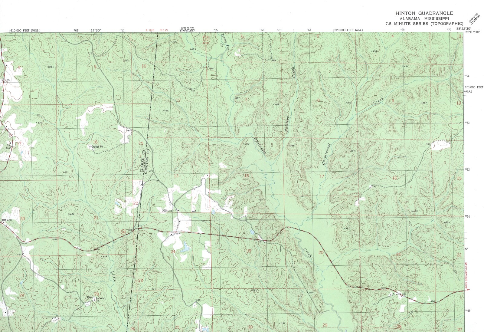 Hinton Quadrangle Alabama-Mississippi 1974 USGS Topo Map 7.5 Minute Topographic Hinton Quadrangle Alabama-Mississippi 1974 USGS Topo Map 7.5 Minute Topographic