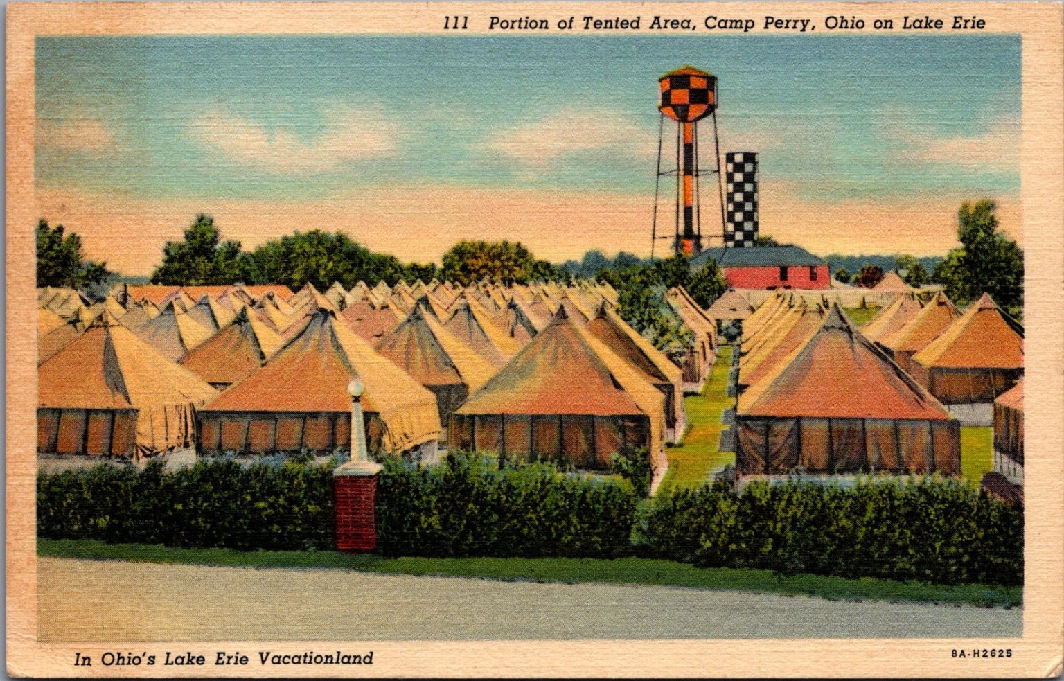 Vintage 1942 Camp Perry Ohio Tented Area Lake Erie Linen Postcard Vintage 1942 Camp Perry Ohio Tented Area Lake Erie Linen Postcard