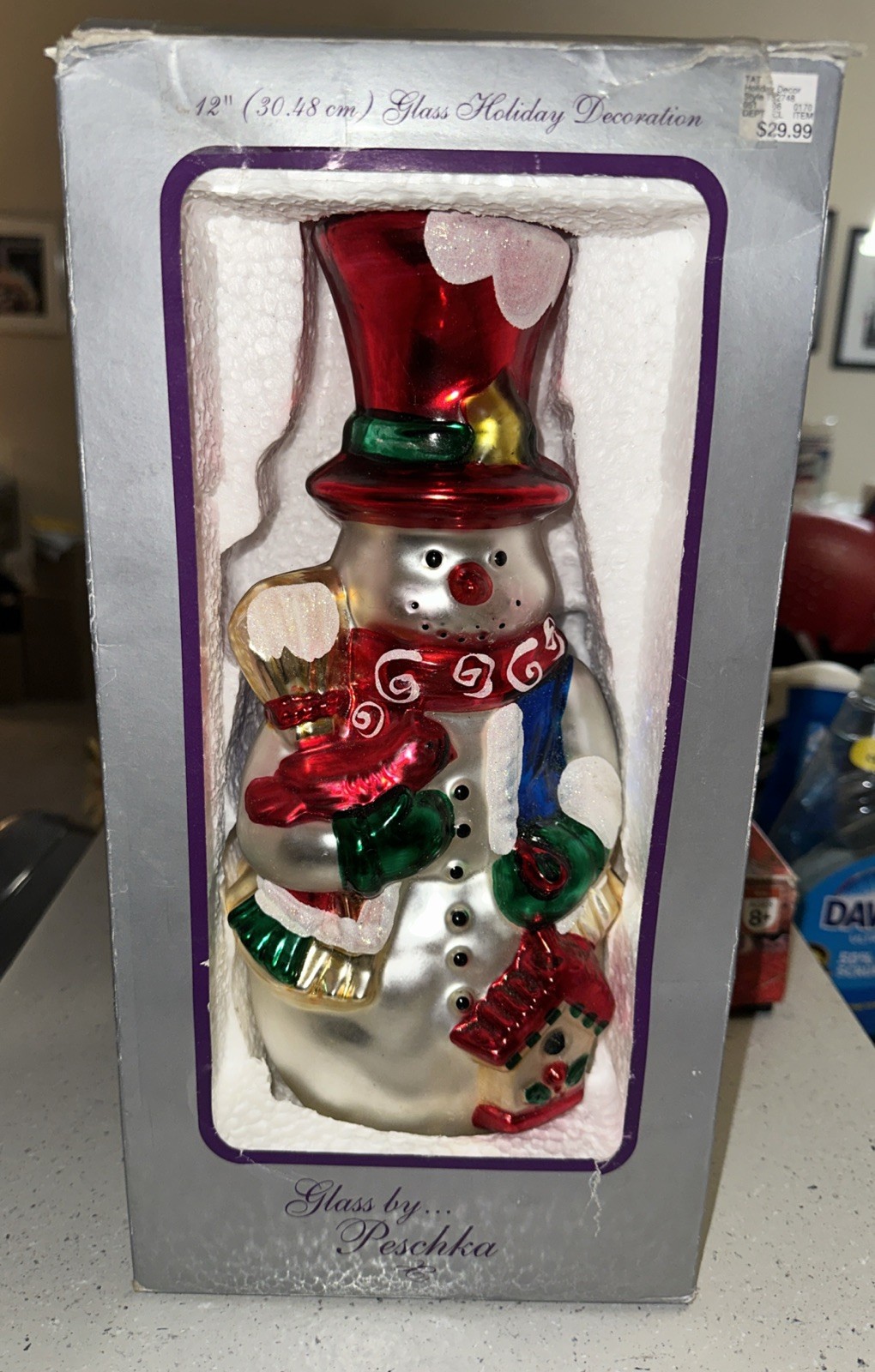CHRISTOPHER RADKO Centerpiece Tabletop  SNOWMAN  12” X 6.5”x 6” New