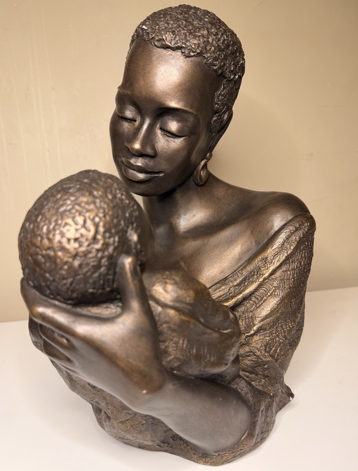 Vtg Austin Sculpture African Mother& Swaddled Baby Alice Ecila Ceramic 15\