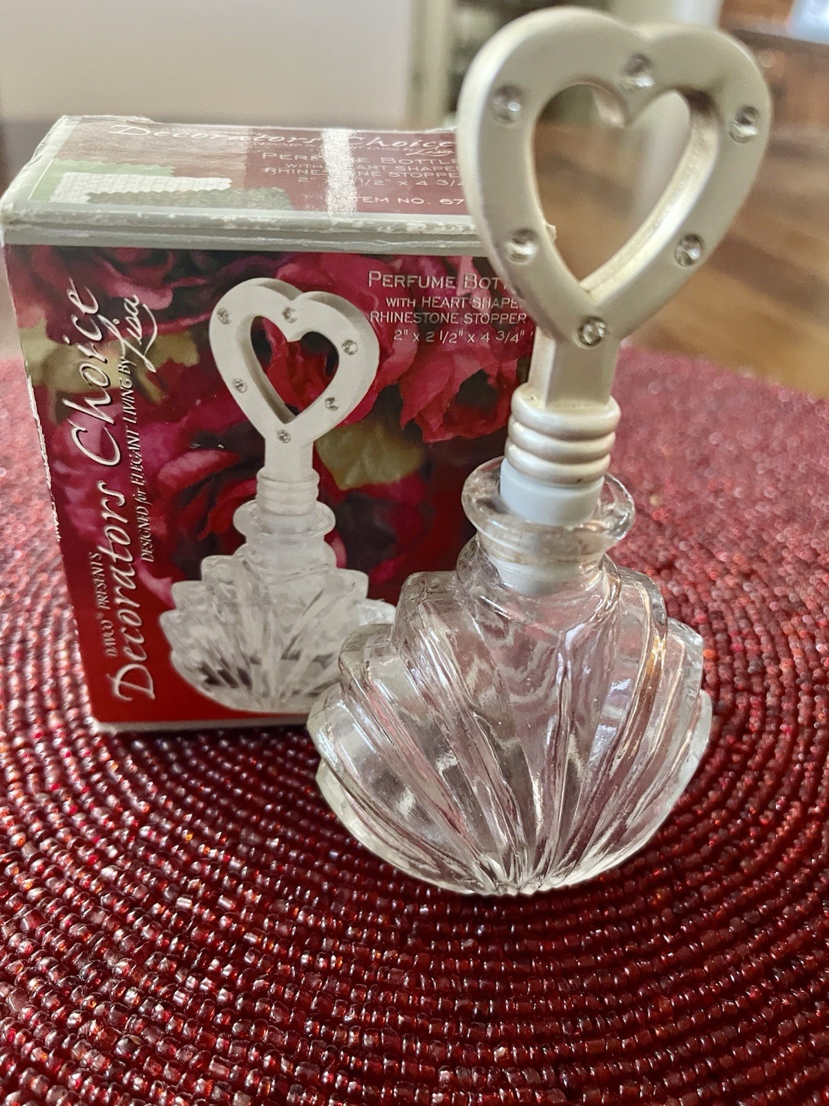 DAVCO DECORATOR CHOICE Clear Glass with Silver Tone Heart Top Clear Rhinestones DAVCO DECORATOR CHOICE Clear Glass with Silver Tone Heart Top Clear Rhinestones