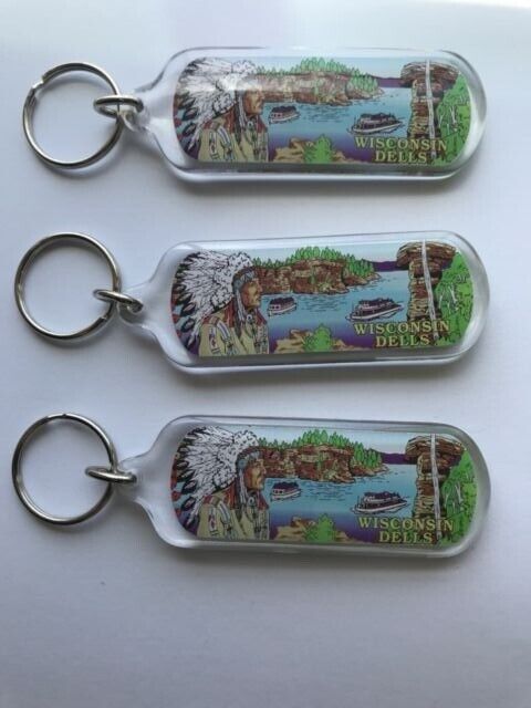 Wisconsin Dells Keychain Lucite Rectangle 3 PCS Pack 