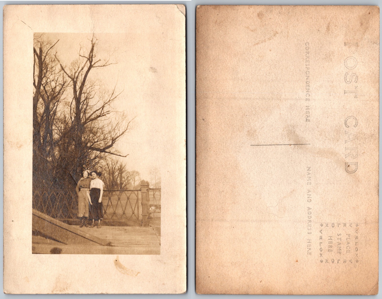 RPPC Three Women Gate Photo Postcard