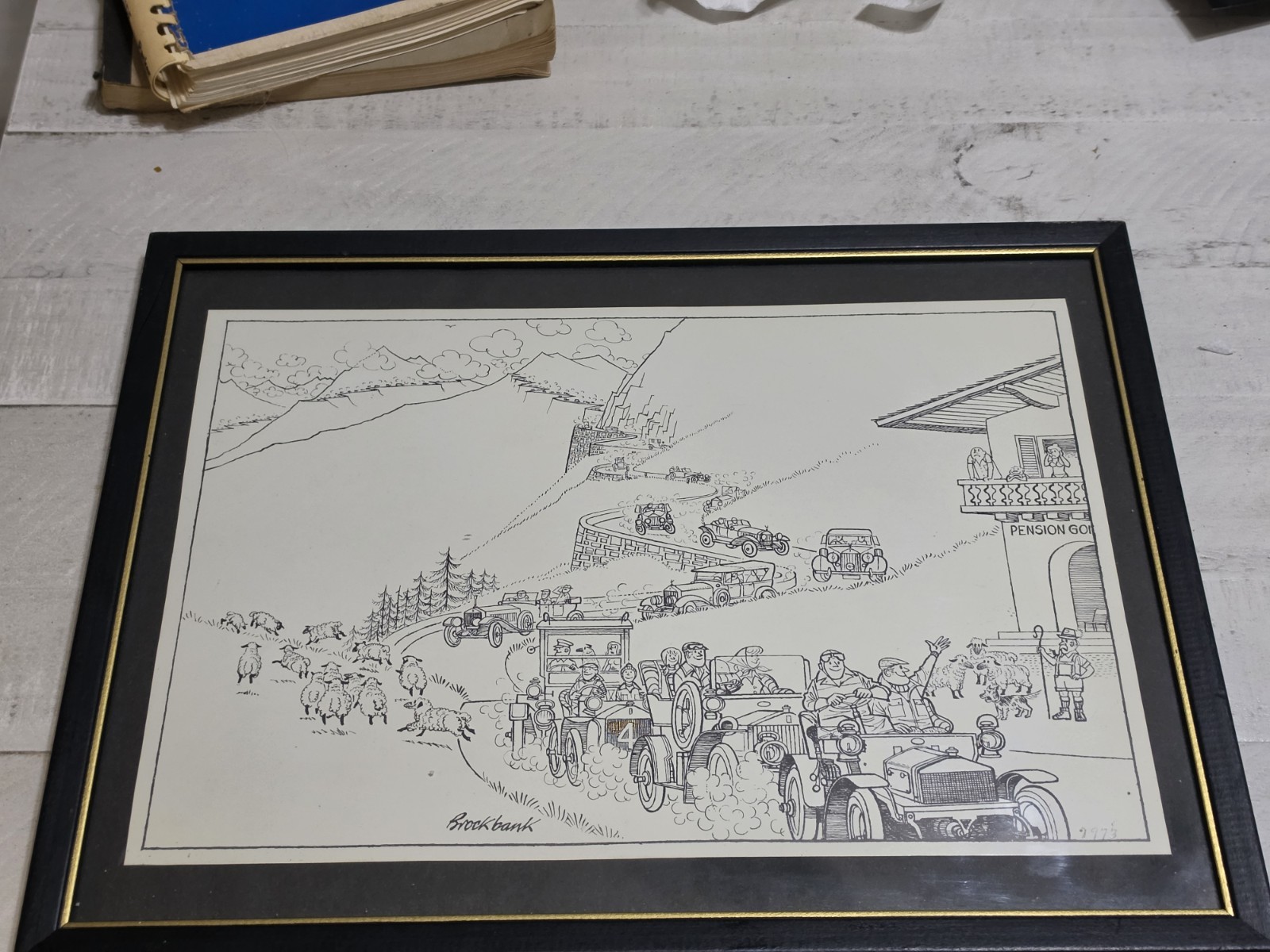 Vintage 1973 Russell Brockbank Rolls-Royce Print RREC Alpine Rally Woolworth...