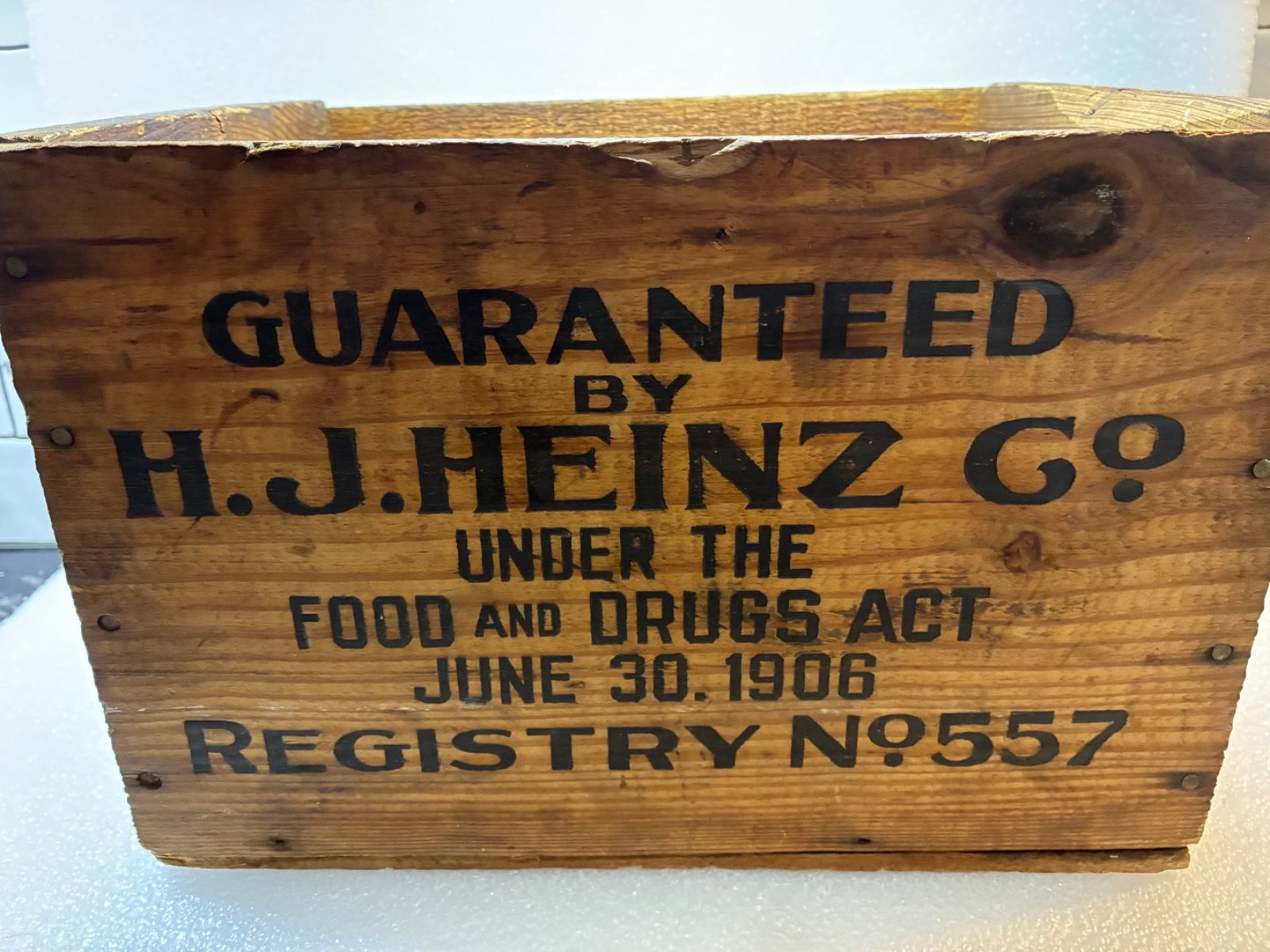 Vintage Wood Crate Heinz Chili Sauce Food and Drug Act 1906 Registry No. 557