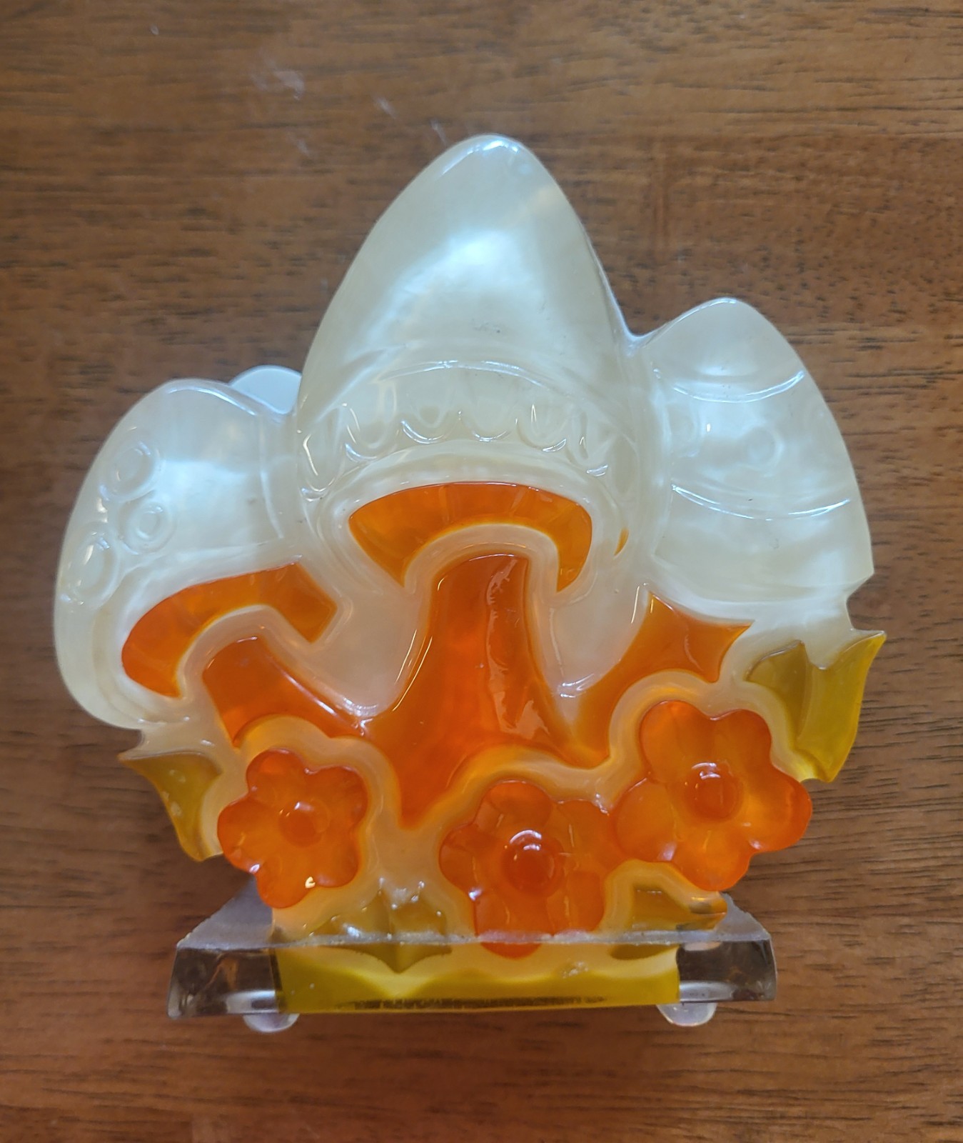 Vintage MCM Colorful Lucite Orange Clear White Yellow Napkin  / Letter Holder