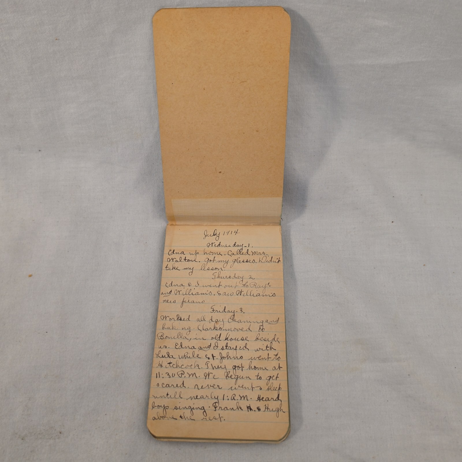 T. W. Dawson 1914 Antique Handwritten Diary Pocket Notebook Bonilla South