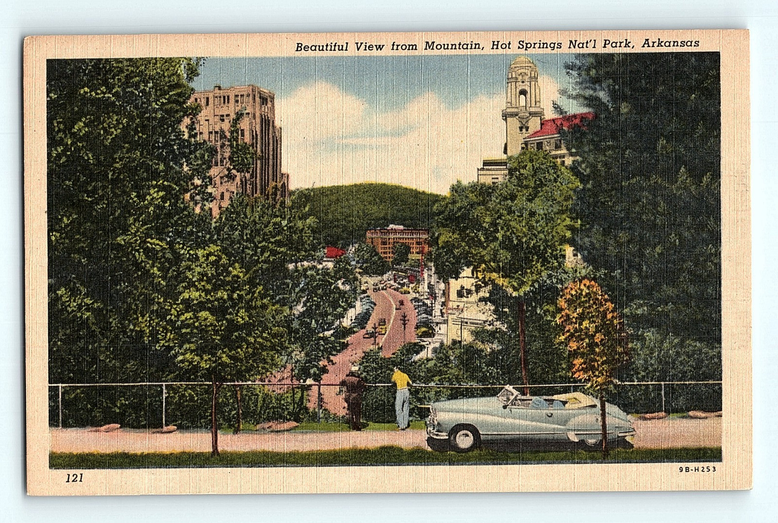 c1940s View from Mountain Hot Springs National Park Arkansas Linen Postcard G8 c1940s View from Mountain Hot Springs National Park Arkansas Linen Postcard G8