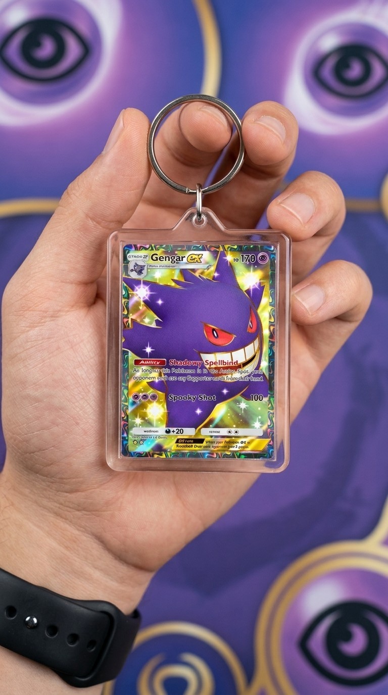 Gengar EX Pokemon Mini TCG Card In Acrylic Keychain Case Custom Collectible