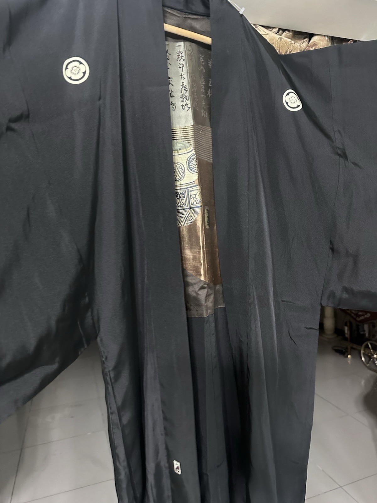 Mens Pure Silk Black Kimano Japan