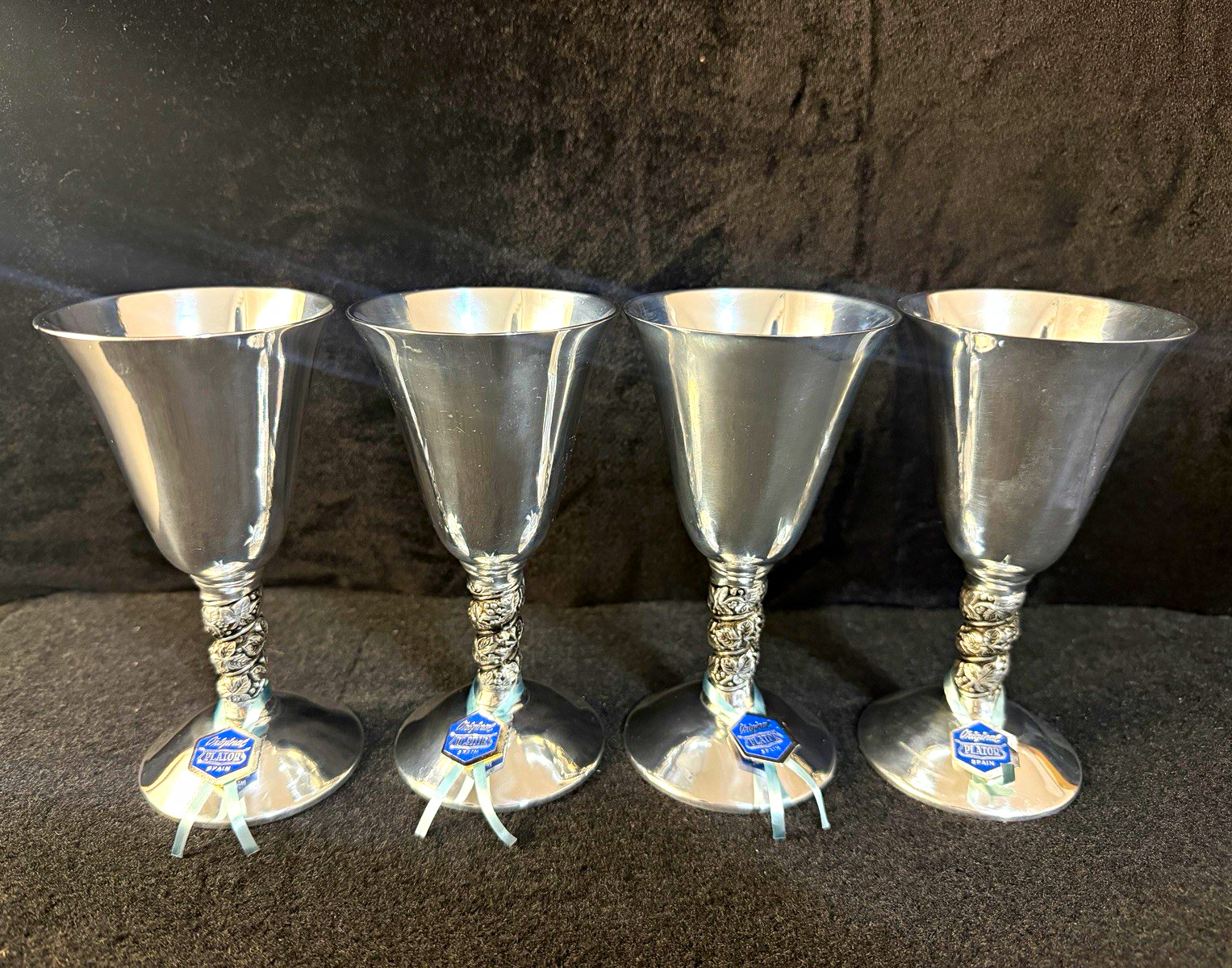 Vintage Plator Silverstone Spain Silver Plate Goblets Set of 4