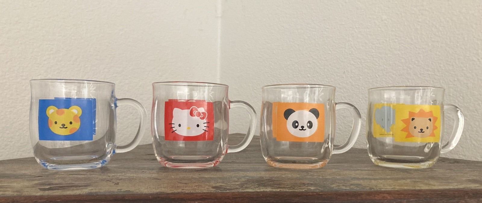 Hello Kitty Glass Mugs 4pc Set Rare Vintage 2000
