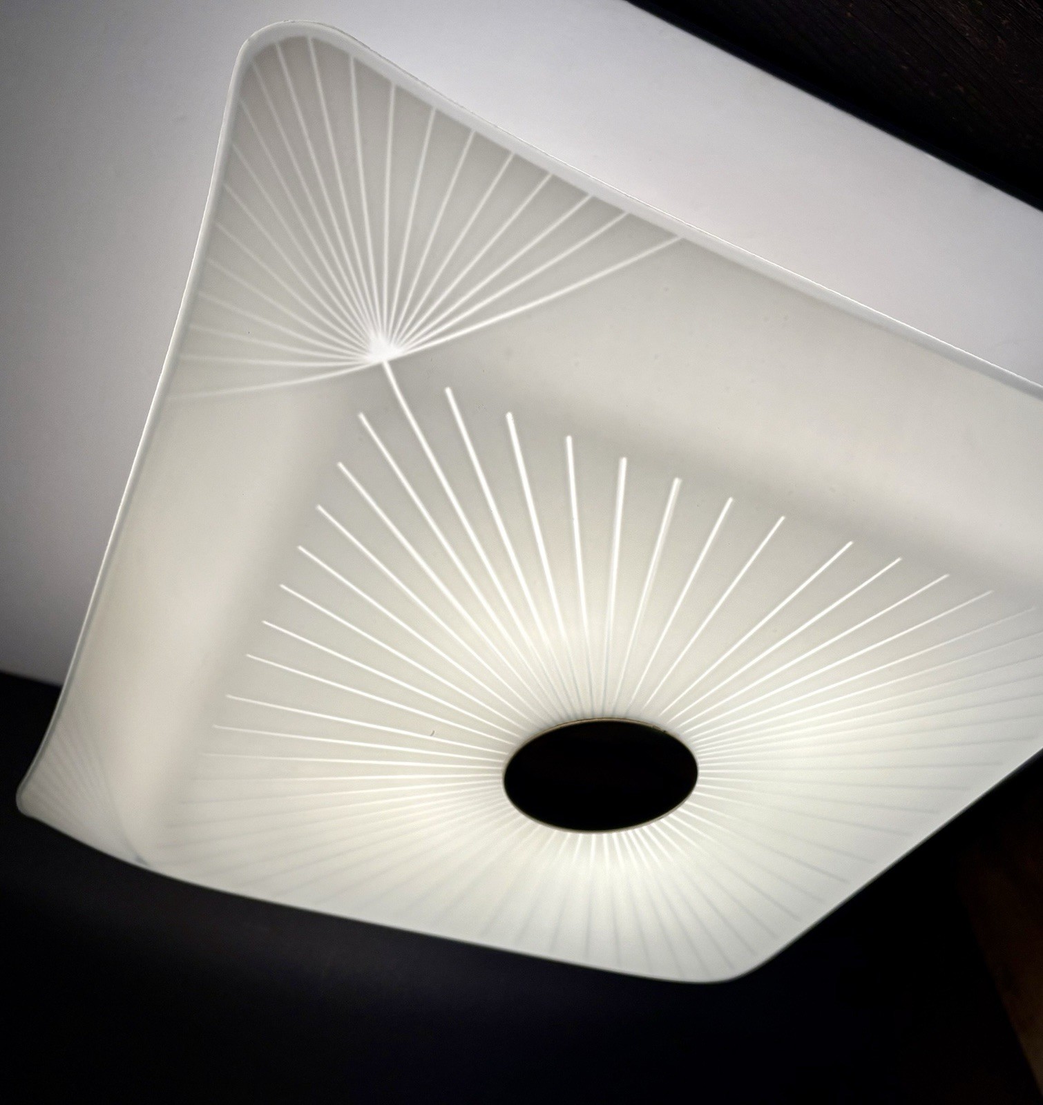 Vintage 1950s 60s Mid Century Modern Ceiling Light Fixture HUGE Geometric Burst