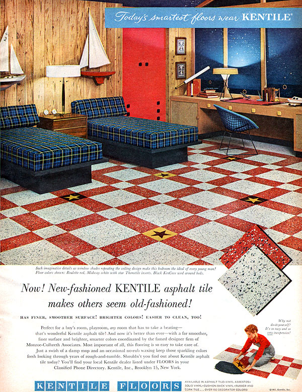 Harry Bertoia Chair KENTILE FLOORS Asphalt Tile 1957 MCM Magazine Print Ad