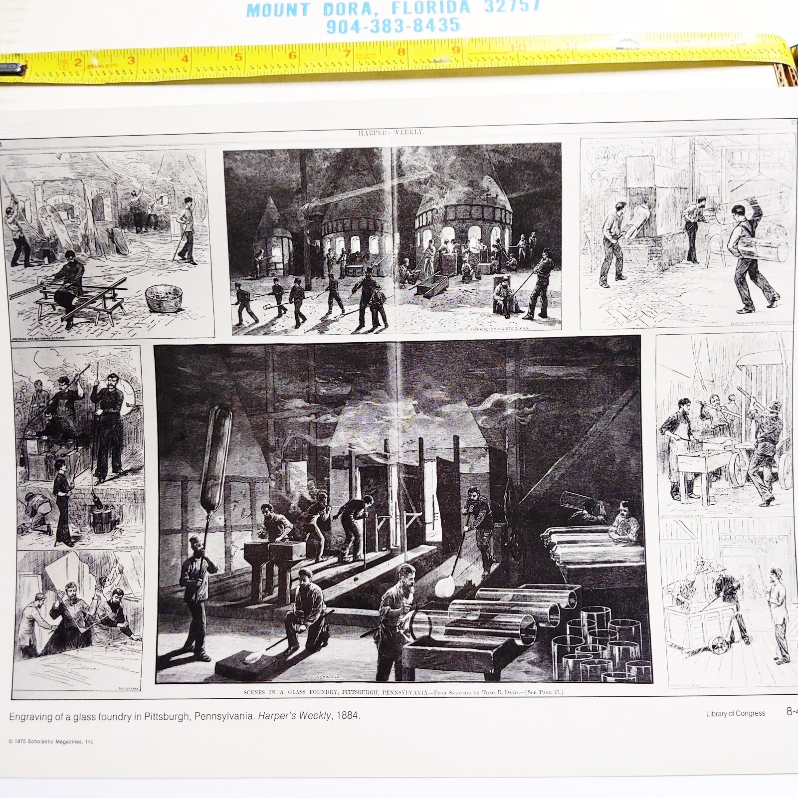 1884 Pittsburgh, PA Glass Foundry Factory Occupational 11x14\