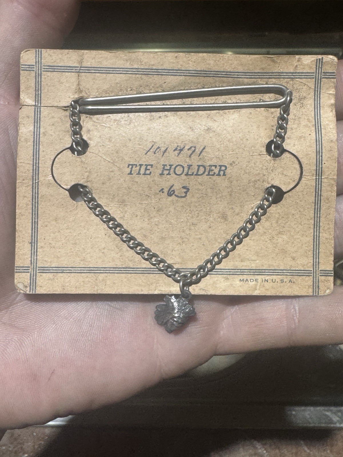 Vintage Sterling Silver Indian Motorcycle Tie Holder Clip Bar