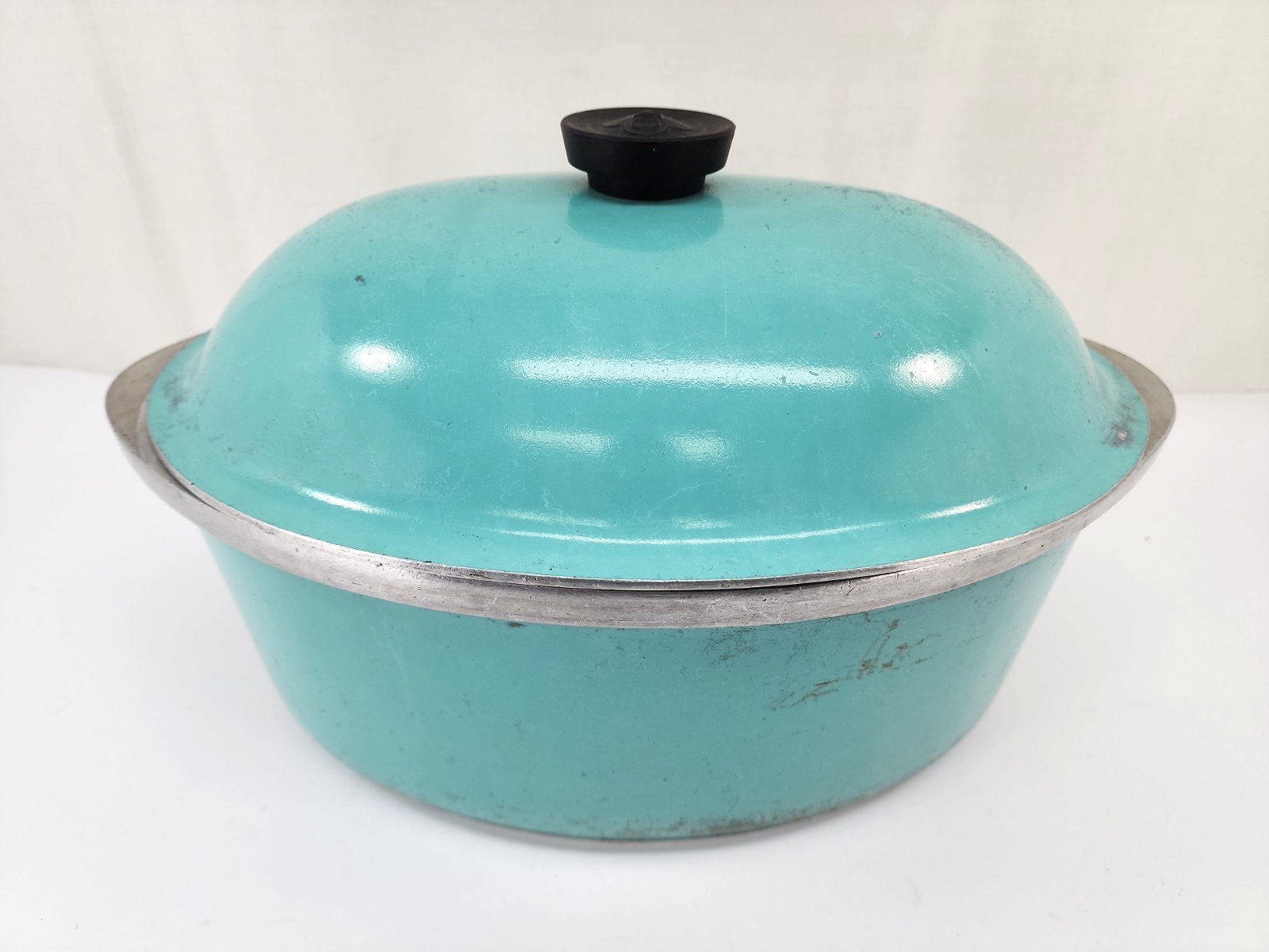 CLUB Oval Roaster Blue Turquoise Aqua Teal Aluminum Dutch Oven Pot Vintage 6 Qt