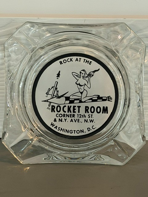 Vintage 1960s Rocket Room Washington DC Glass Ashtray Pinup Rockabilly MCM Mint Vintage 1960s Rocket Room Washington DC Glass Ashtray Pinup Rockabilly MCM Mint