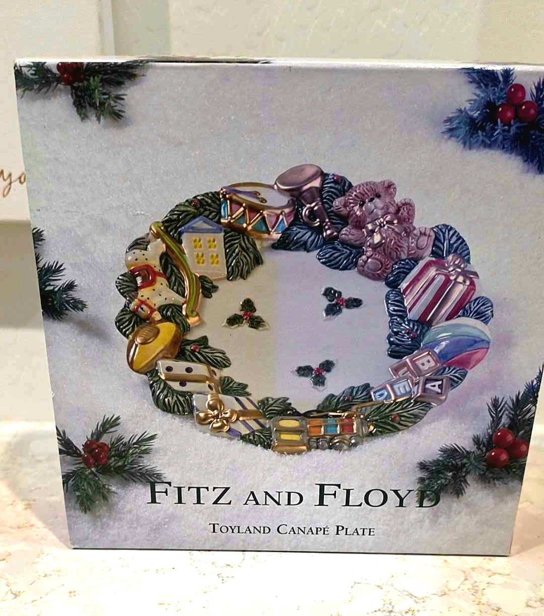 VTG 2001 Fitz & Floyd Toyland Ceramic Canape/Serving Plate NIB Christmas 8.5\