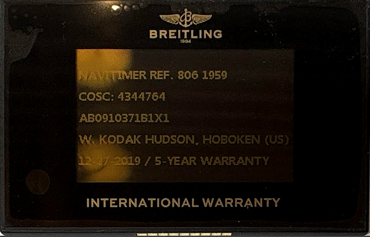Breitling Navitimer Ref. 806 AB0910371B1X1 Authentic Watch Certificate Warranty
