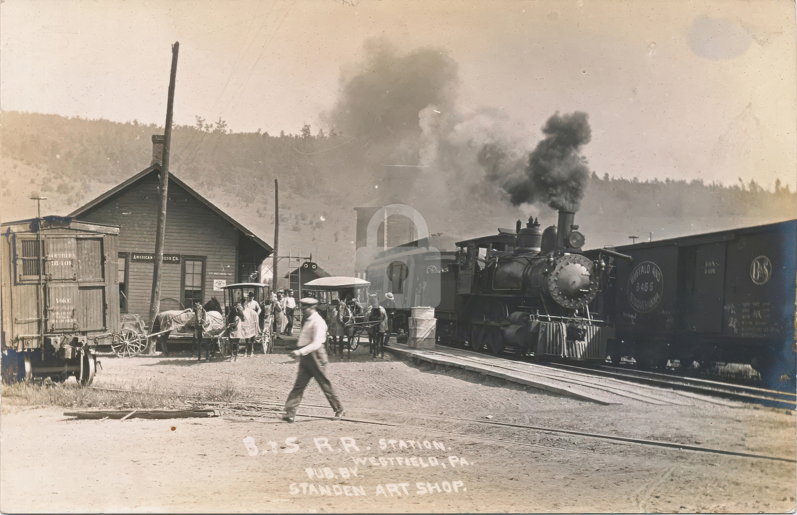 1914 Buffalo & Susquehanna Train Station Westfield PA RPPC Photo Postcard COPY
