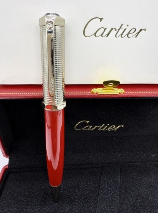 Rare Cartier Santos Ballpoint Pen Red Silver Limited Edition With Box New 2026