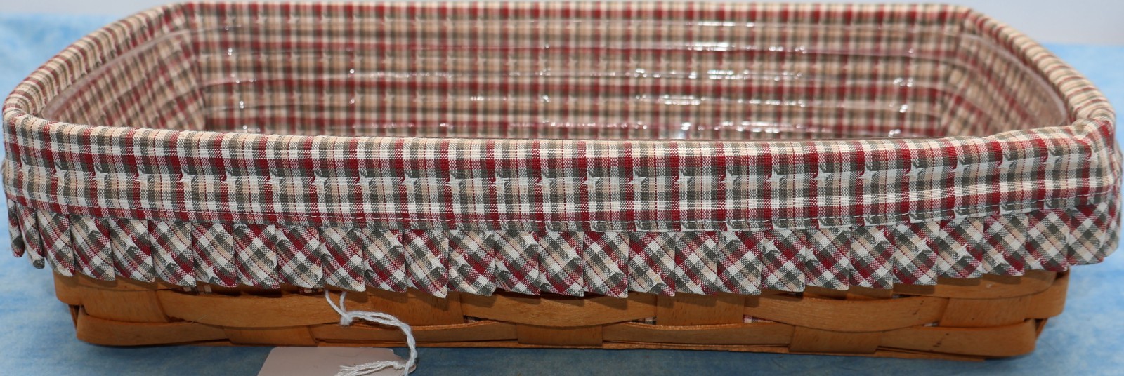 Longaberger 1996 Long Rectangle Basket, Plaid Liner, and Protector Longaberger 1996 Long Rectangle Basket, Plaid Liner, and Protector