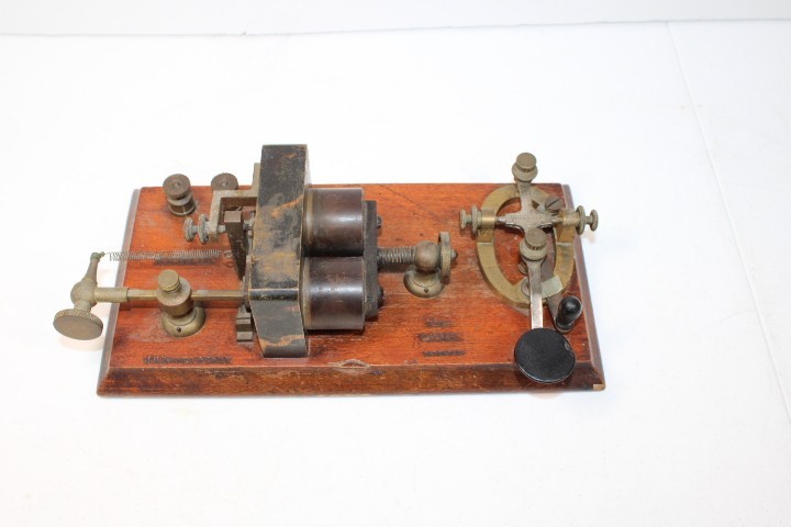 Antique J.H. Bunnell & Co telegraph key and relay set on wood base, late 19th Antique J.H. Bunnell & Co telegraph key and relay set on wood base, late 19th
